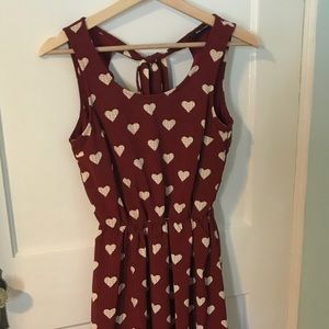 Red Heart Waist Cinched Dress